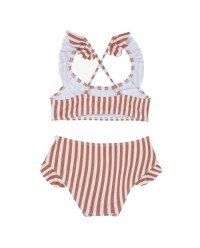 Sweet Stripe Square Neck Ruffle One Piece