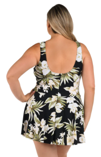 Island Greenery Surplice Swim Dress One Piece (Plus Size)